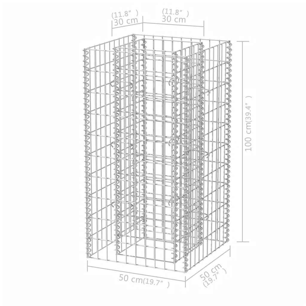 gabion-højbed 50x50x100 cm stål