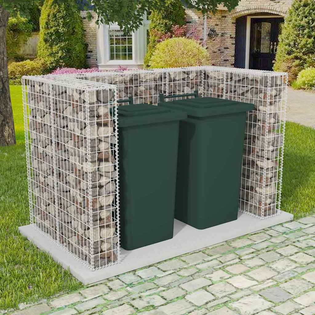 Gabion-afskærmning Til 2 Affaldsbeholdere 180x100x120 Cm Stål - Vidaxl