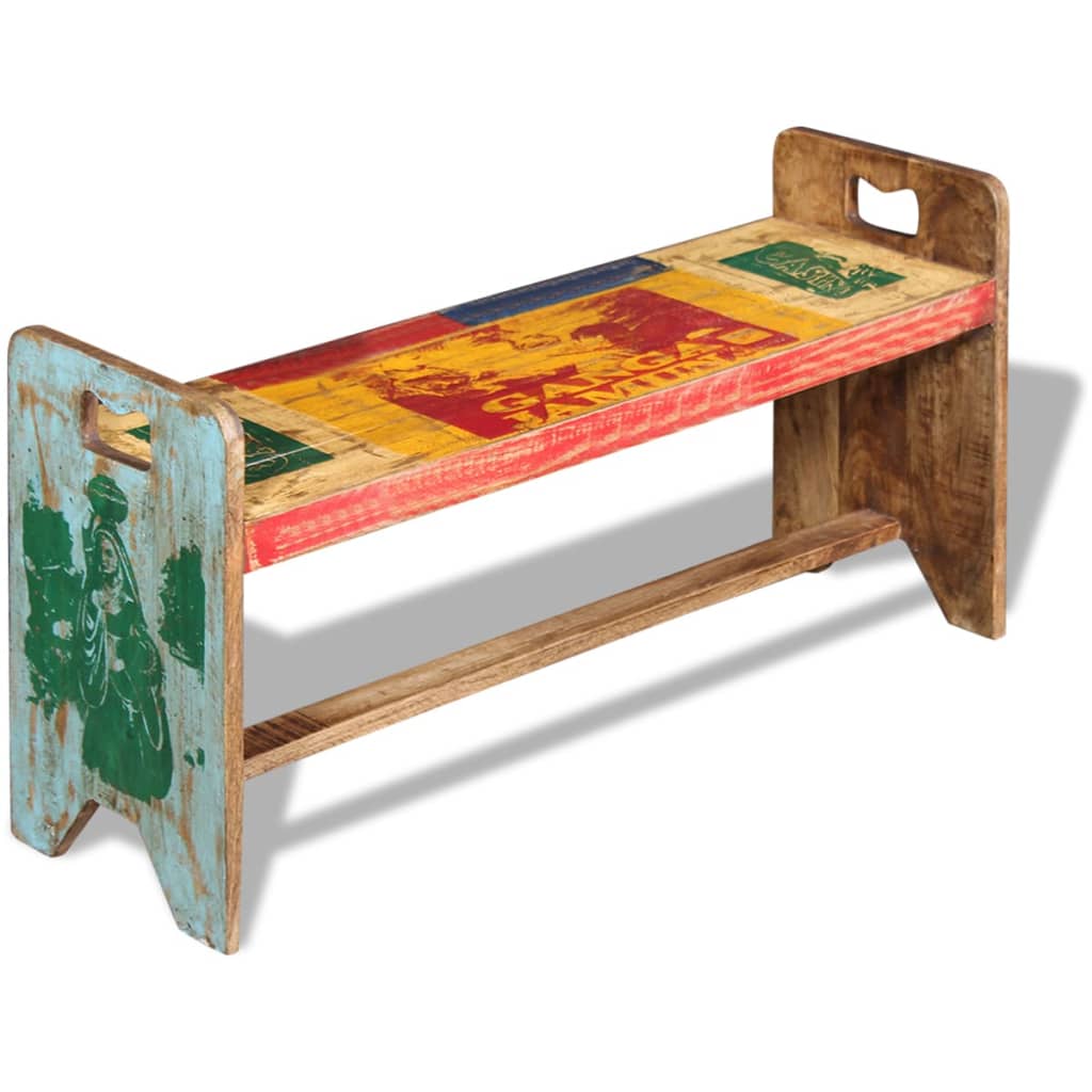 bænk 100x30x50 cm massivt genbrugstræ billede