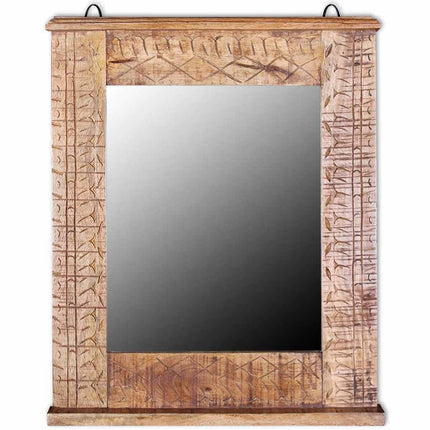 badeværelsesmøbelsæt med spejl og 2 sideskabe massivt mangotræ