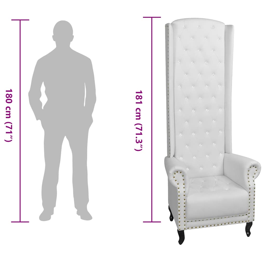 lænestol med høj ryg kunstlæder hvid