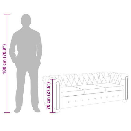 3-personers Chesterfield sofa kunstlæder brun