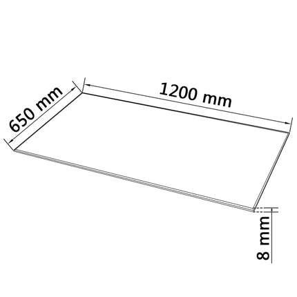 bordplade hærdet glas rektangel 1200 x 650 mm
