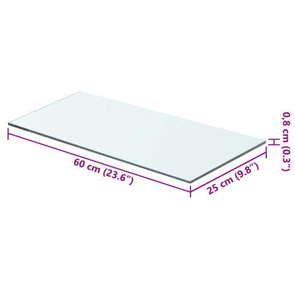hylde glaspanel klar 60x25 cm