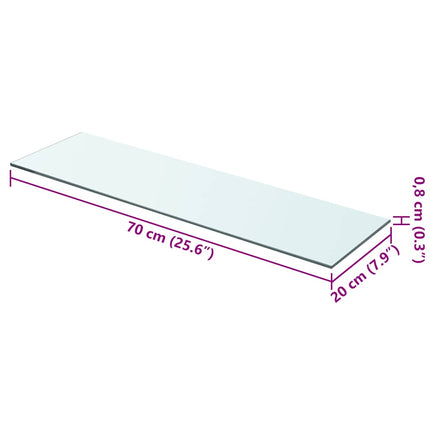 hylde glaspanel klar 70x20 cm