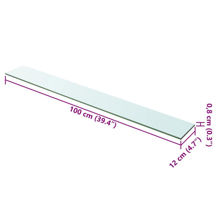 hylde glaspanel klar 100x12 cm