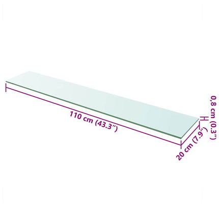 hylde glaspanel klar 110x20 cm