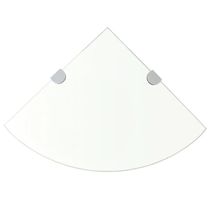 hjørnehylde med krombeslag klart glas 25x25 cm