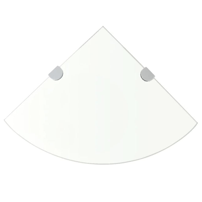 hjørnehylde med krombeslag klart glas 25x25 cm