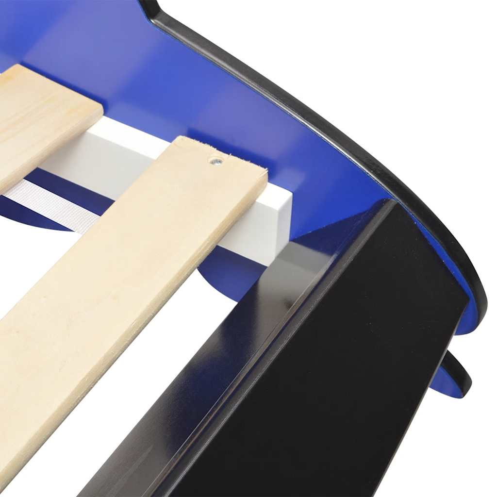 LED racerbilseng til børn 90 x 200 cm blå