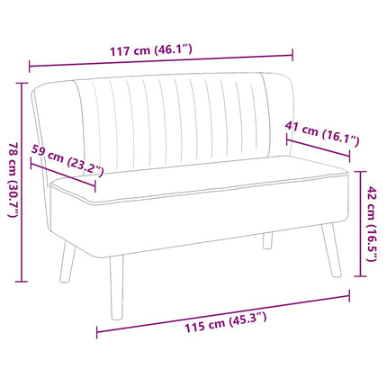 stofsofa 117 x 55,5 x 77 cm blå