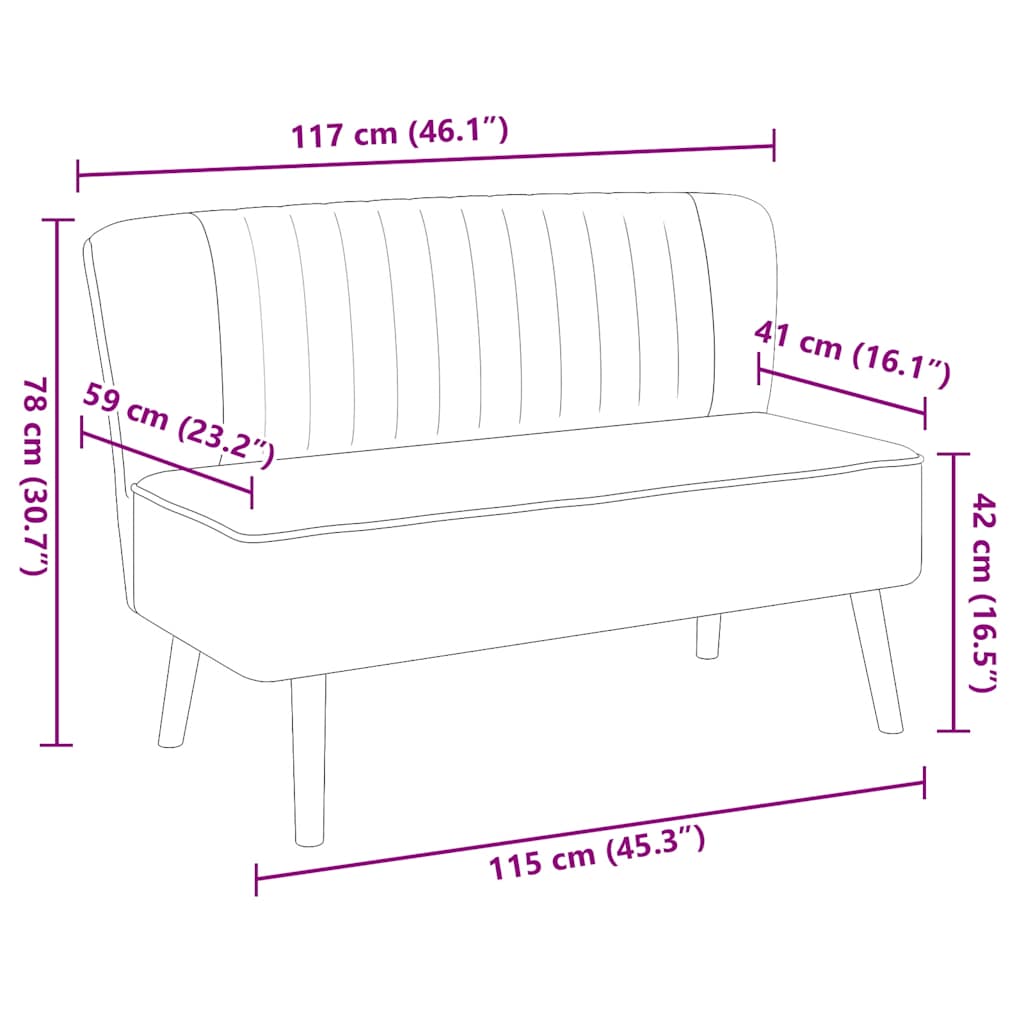 stofsofa 117 x 55,5 x 77 cm blå