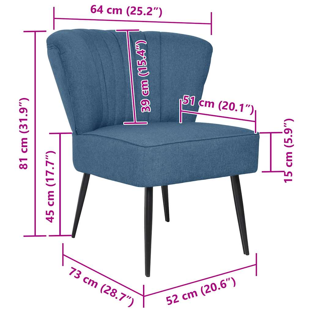 cocktailstol stof blå