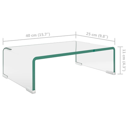 TV-bord/monitorstander klar glas 40x25x11 cm