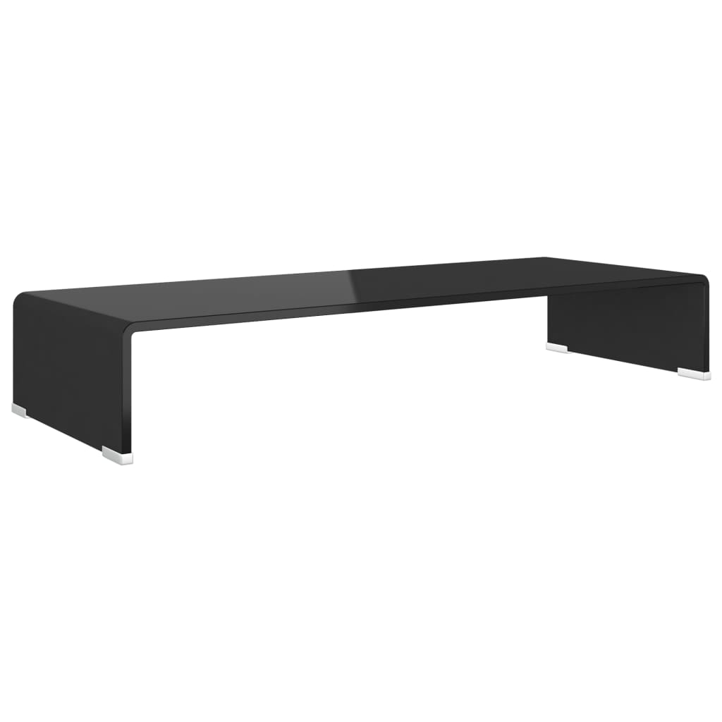 TV-stander/monitorstand sort glas 80x30x13 cm