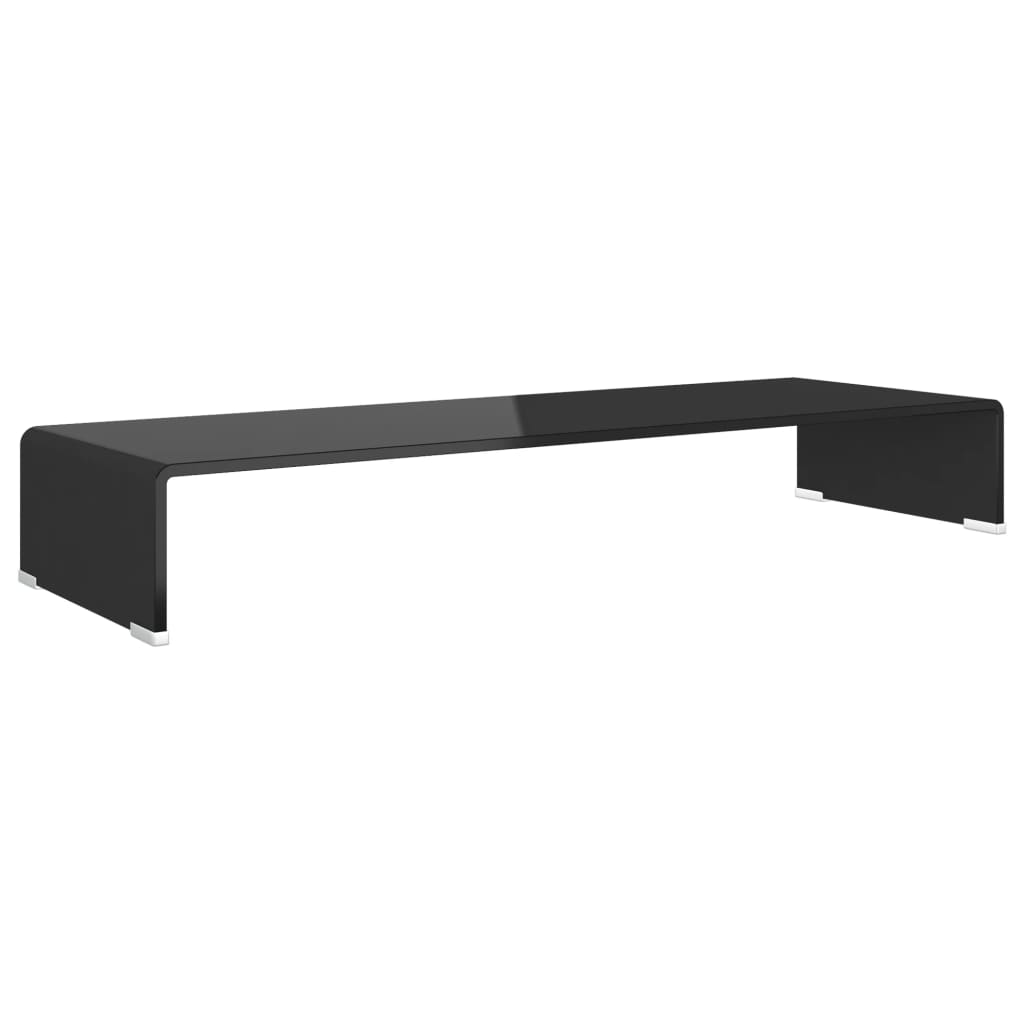 TV-stander/monitorstand sort glas 90x30x13 cm