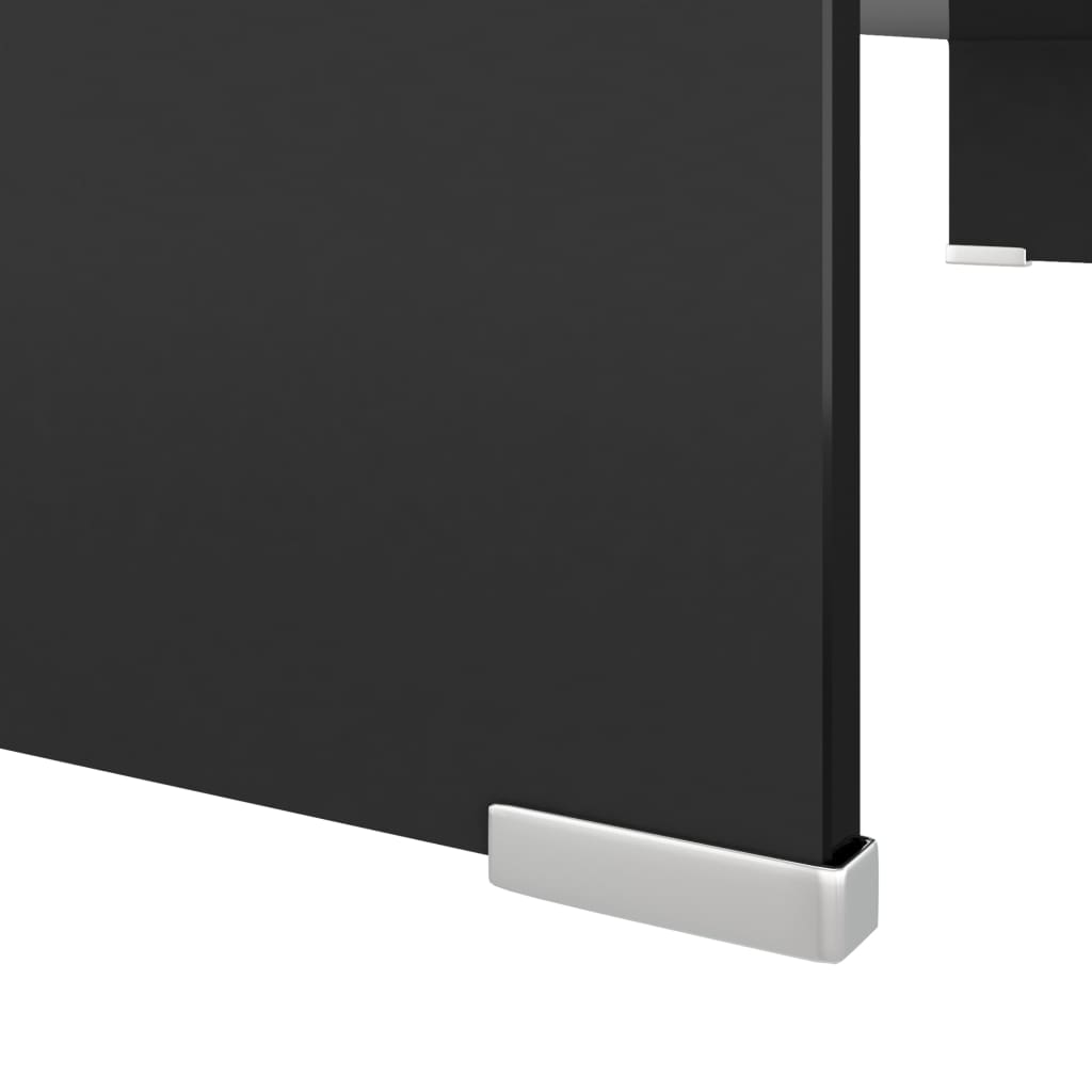 TV-stander/monitorstand sort glas 90x30x13 cm