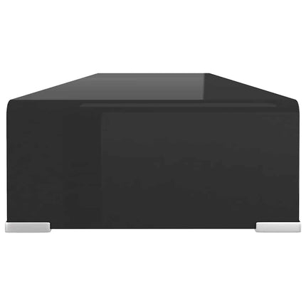 TV-stander/monitorstand sort glas 100x30x13 cm