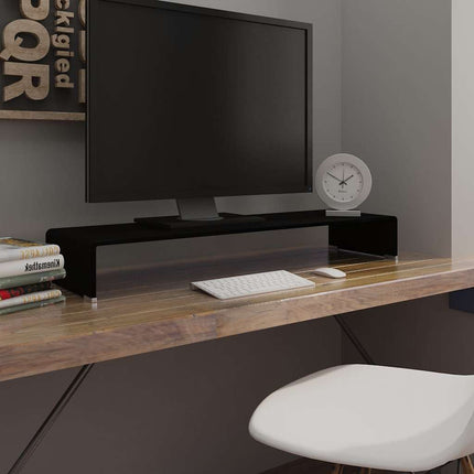 TV-stander/monitorstand sort glas 100x30x13 cm