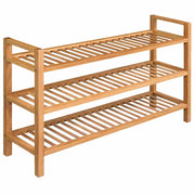 skostativ med 3 hylder 100x27x60 cm massivt egetræ