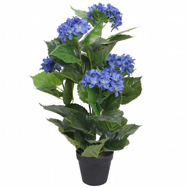 kunstig hortensia-plante med potte 60 cm blå