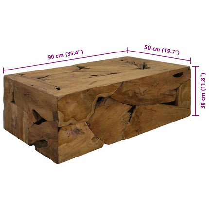 sofabord 90 x 50 x 30 cm ægte teaktræ brun