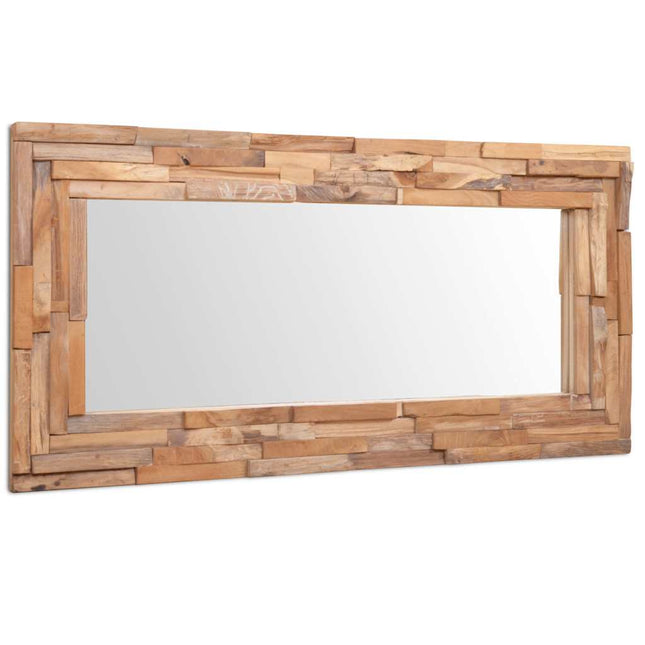 dekorativt spejl i teak 120 x 60 cm rektangulært