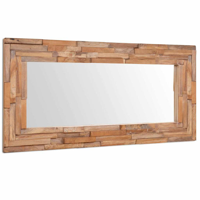 dekorativt spejl i teak 120 x 60 cm rektangulært