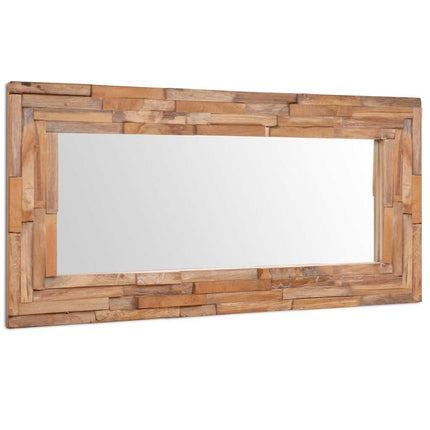 dekorativt spejl i teak 120 x 60 cm rektangulært