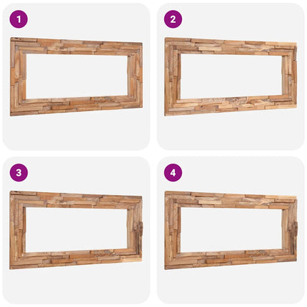 dekorativt spejl i teak 120 x 60 cm rektangulært