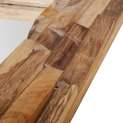 dekorativt spejl i teak 120 x 60 cm rektangulært