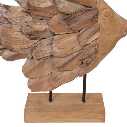 fiskeskulptur i teaktræ 40x12x57 cm