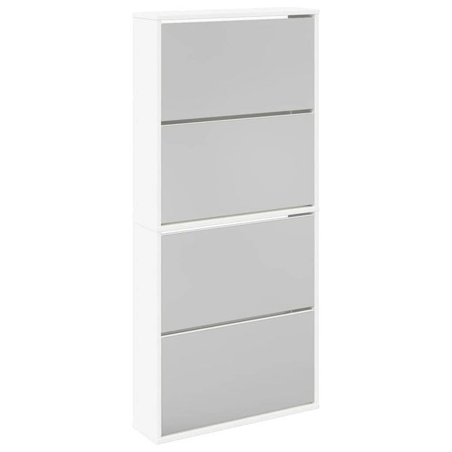skoskab 4 hylder med spejl 63x17x134 cm hvid
