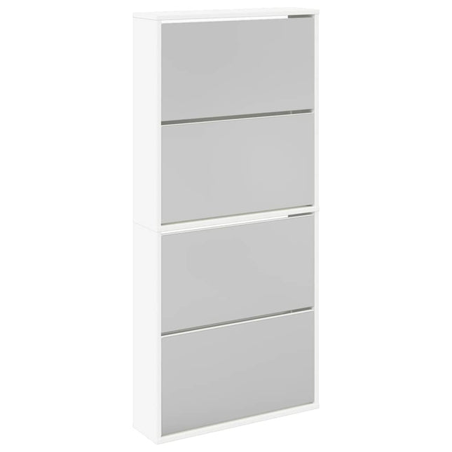 skoskab 4 hylder med spejl 63x17x134 cm hvid