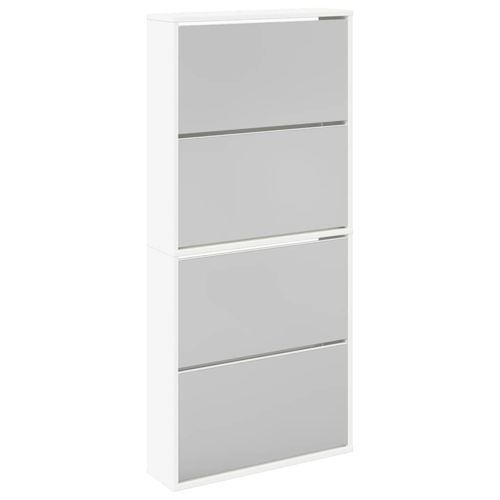 skoskab 4 hylder med spejl 63x17x134 cm hvid