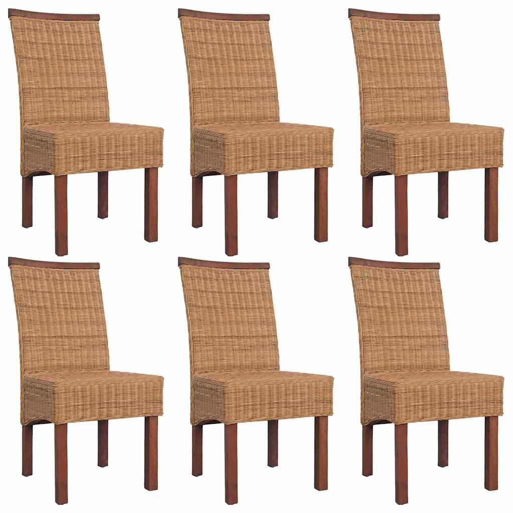 spisebordsstole 6 stk. naturligt rattan brun