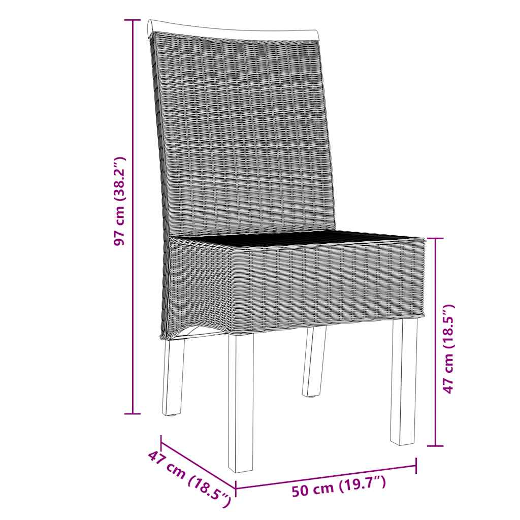 spisebordsstole 6 stk. naturligt rattan brun