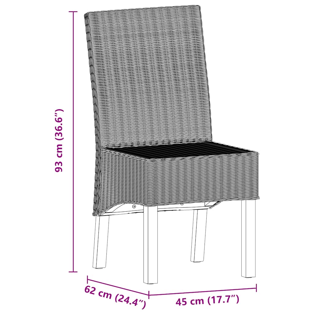 spisebordsstole 4 stk. naturlig rattan brun