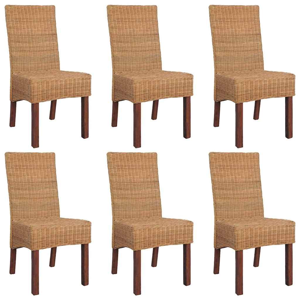spisebordsstole 6 stk. naturligt rattan brun