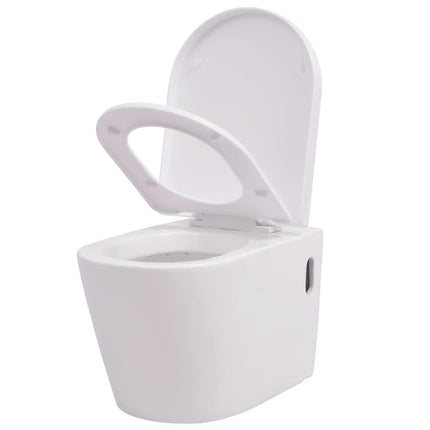 væghængt toilet med skjult cisterne keramik hvid