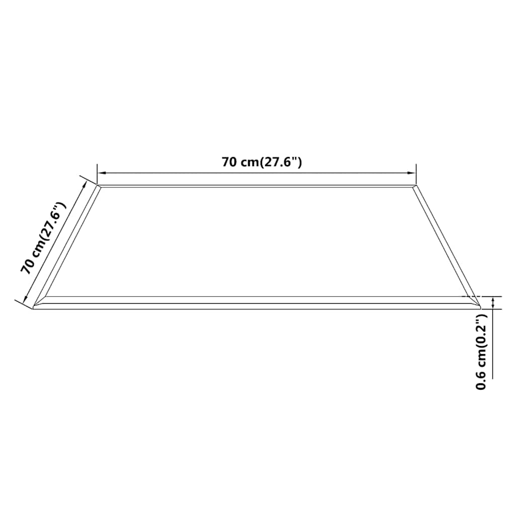 bordplade hærdet glas firkantet 700 x 700 mm