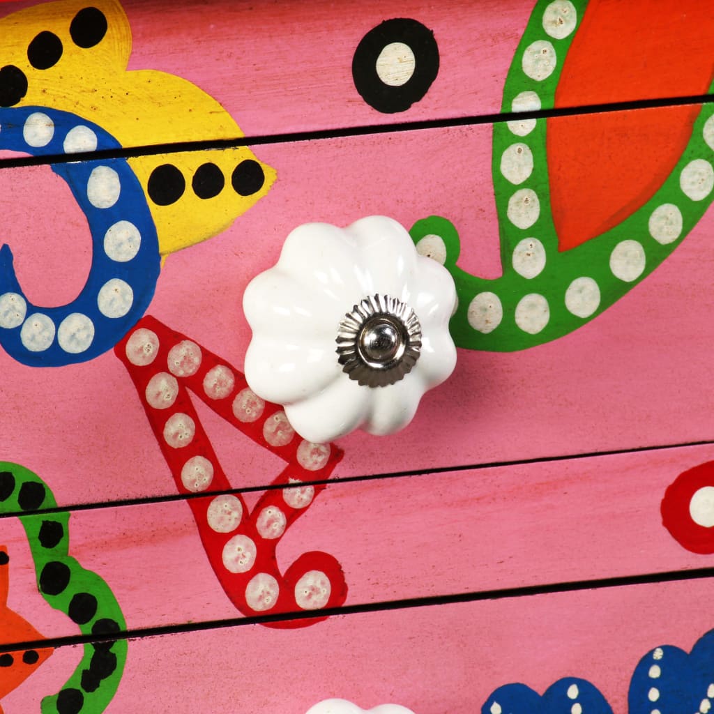 sofabord i massivt mangotræ lyserød håndmalet