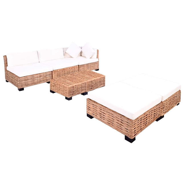 sofasæt 18 dele naturlig rattan