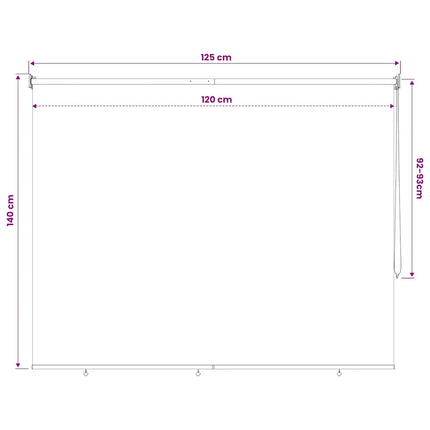udendørs rullegardin 125 (B) x 140 (H) cm cremefarvet