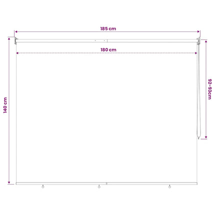 udendørs rullegardin 185 (B) x 140 (H) cm cremefarvet