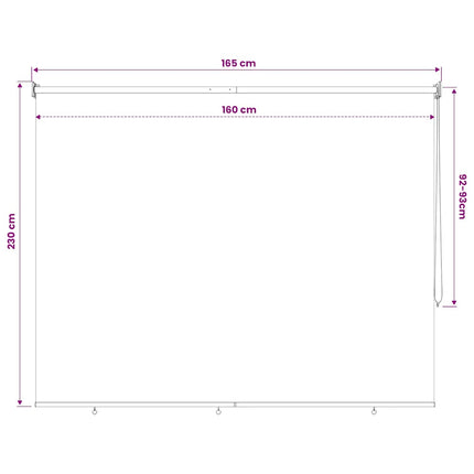 udendørs rullegardin 165 (B) x 230 (H) cm cremefarvet