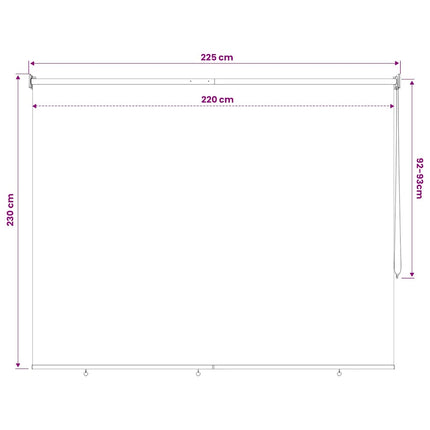 udendørs rullegardin 225 (B) x 230 (H) cm cremefarvet