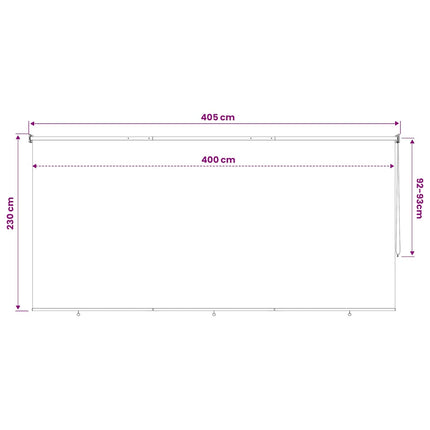 udendørs rullegardin 405 (B) x 230 (H) cm cremefarvet