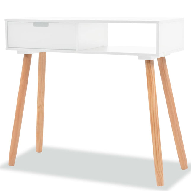 konsolbord massivt fyrretræ 80 x 30 x 72 cm hvid