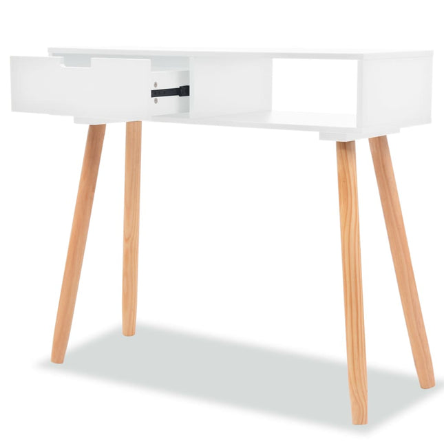 konsolbord massivt fyrretræ 80 x 30 x 72 cm hvid